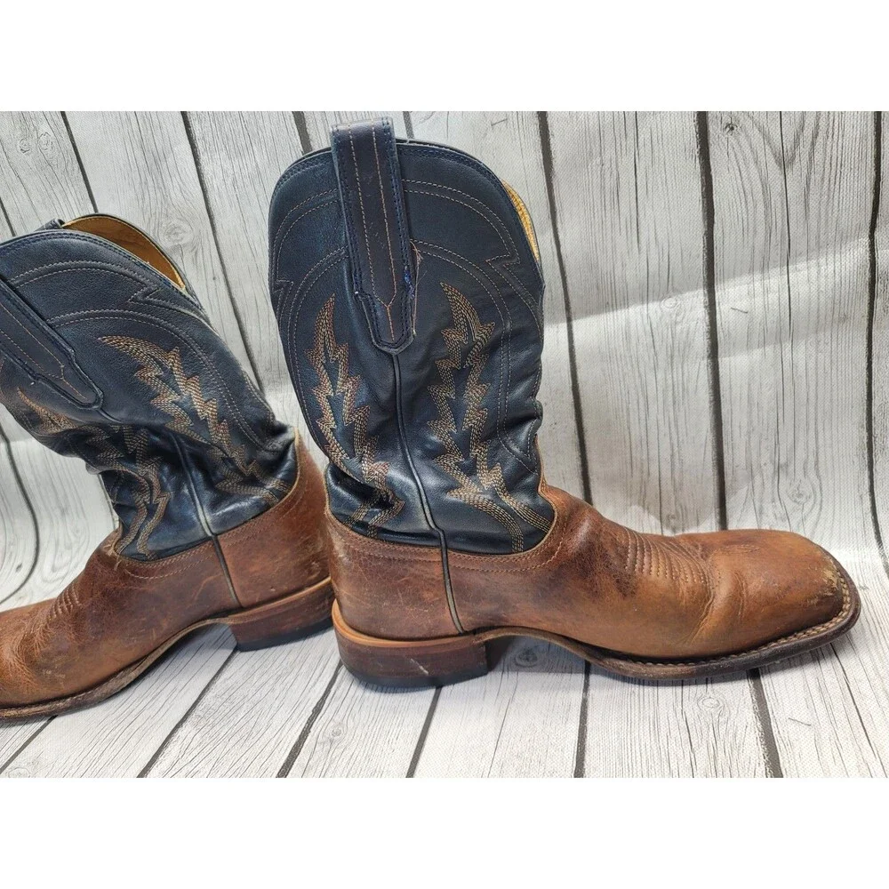 Tecovas The Doc Tan Blue Bison Cowboy Boots Western Men's 10.5 Read Description
